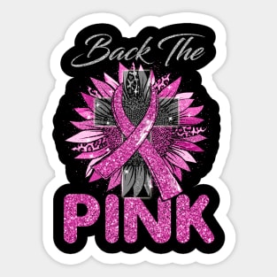 Back The Pink Breast Cancer Pink Ribbon Sunflower Sticker